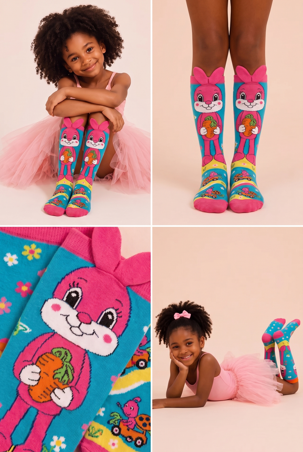 Girls Rabbit Pattern Knee-High Socks with Ear Accessories