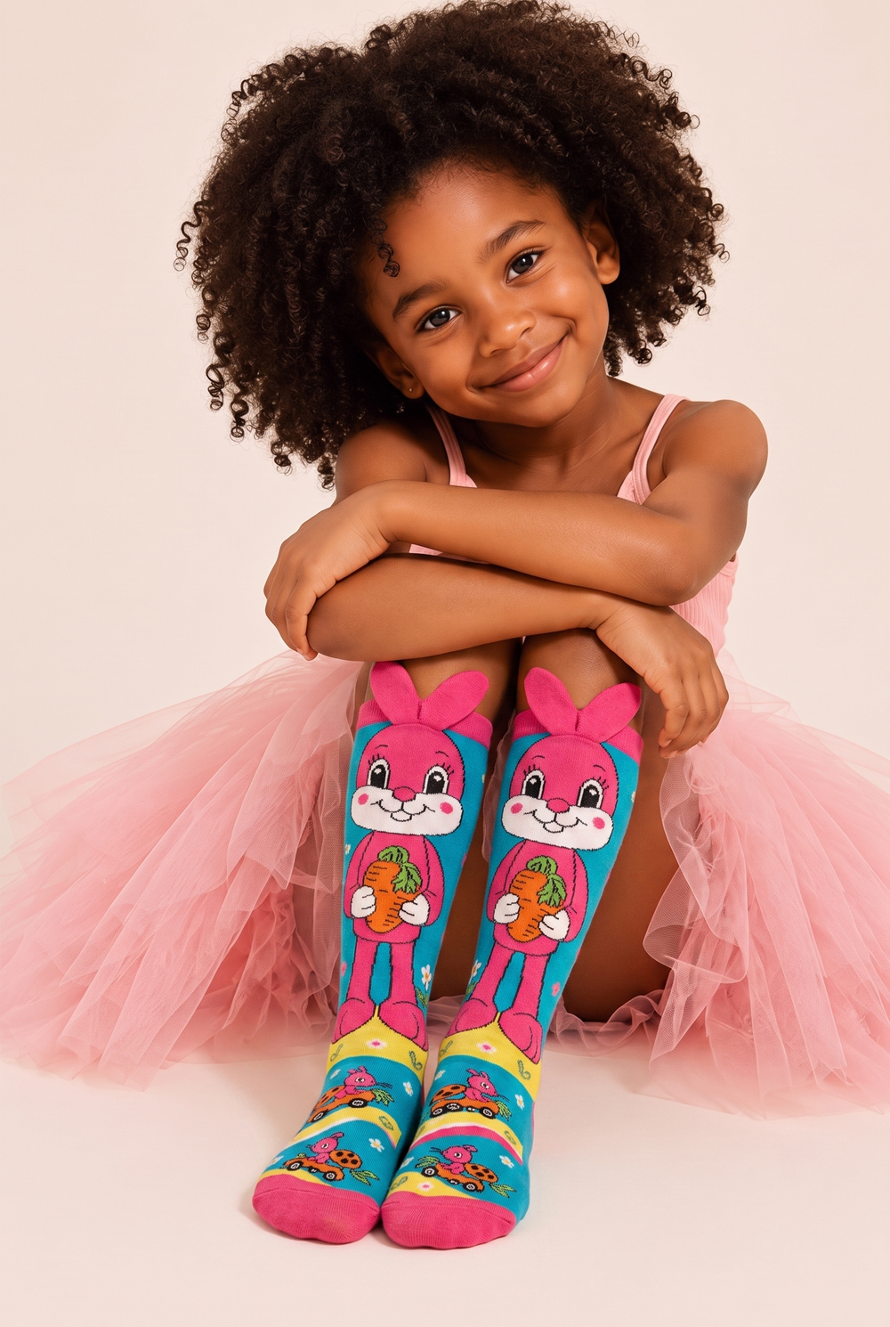 Girls Rabbit Pattern Knee-High Socks with Ear Accessories