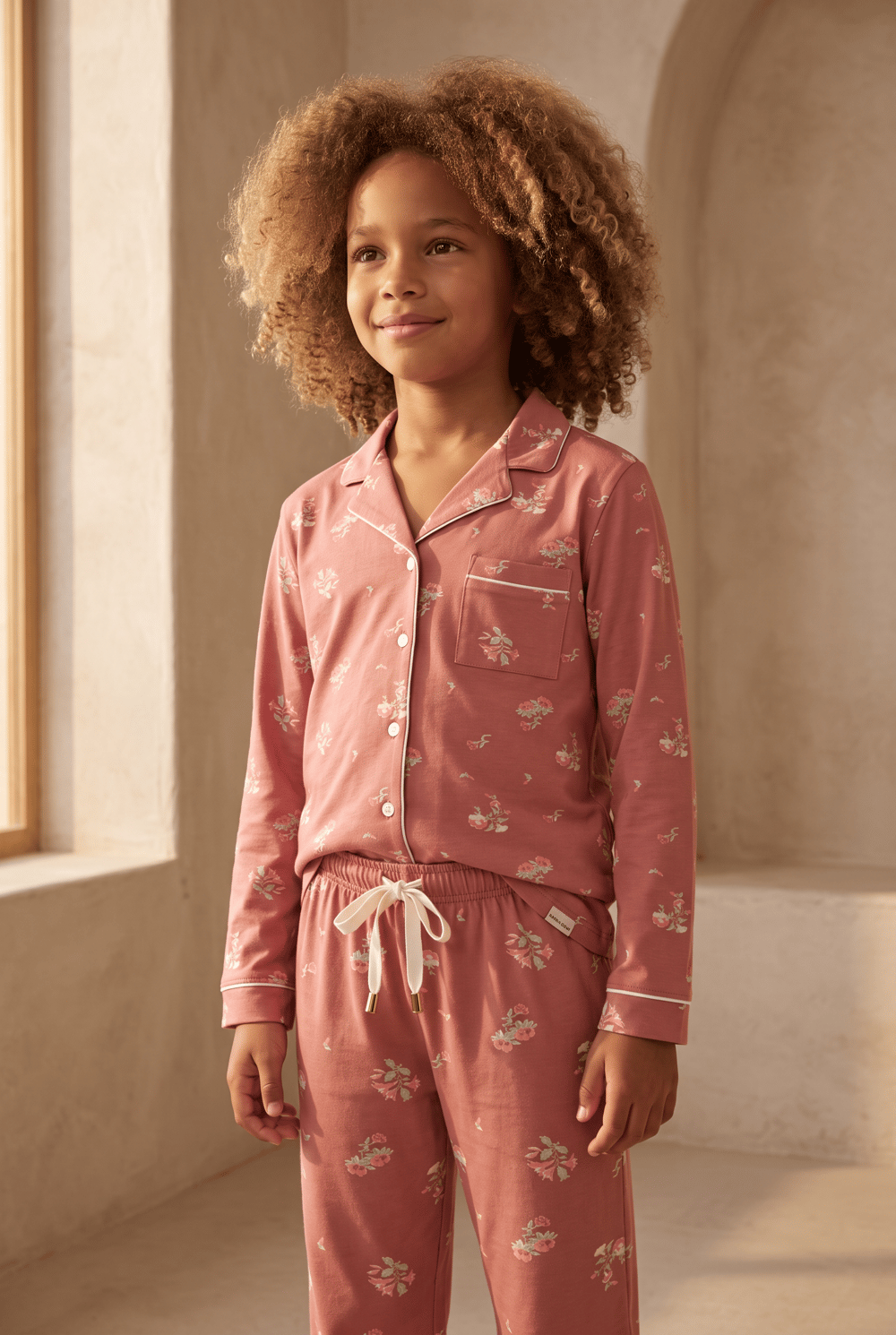 22612K2013 LOVELY WINTER DÜĞMELİ KIZ ÇOCUK PİJAMA TAKIM BRICK