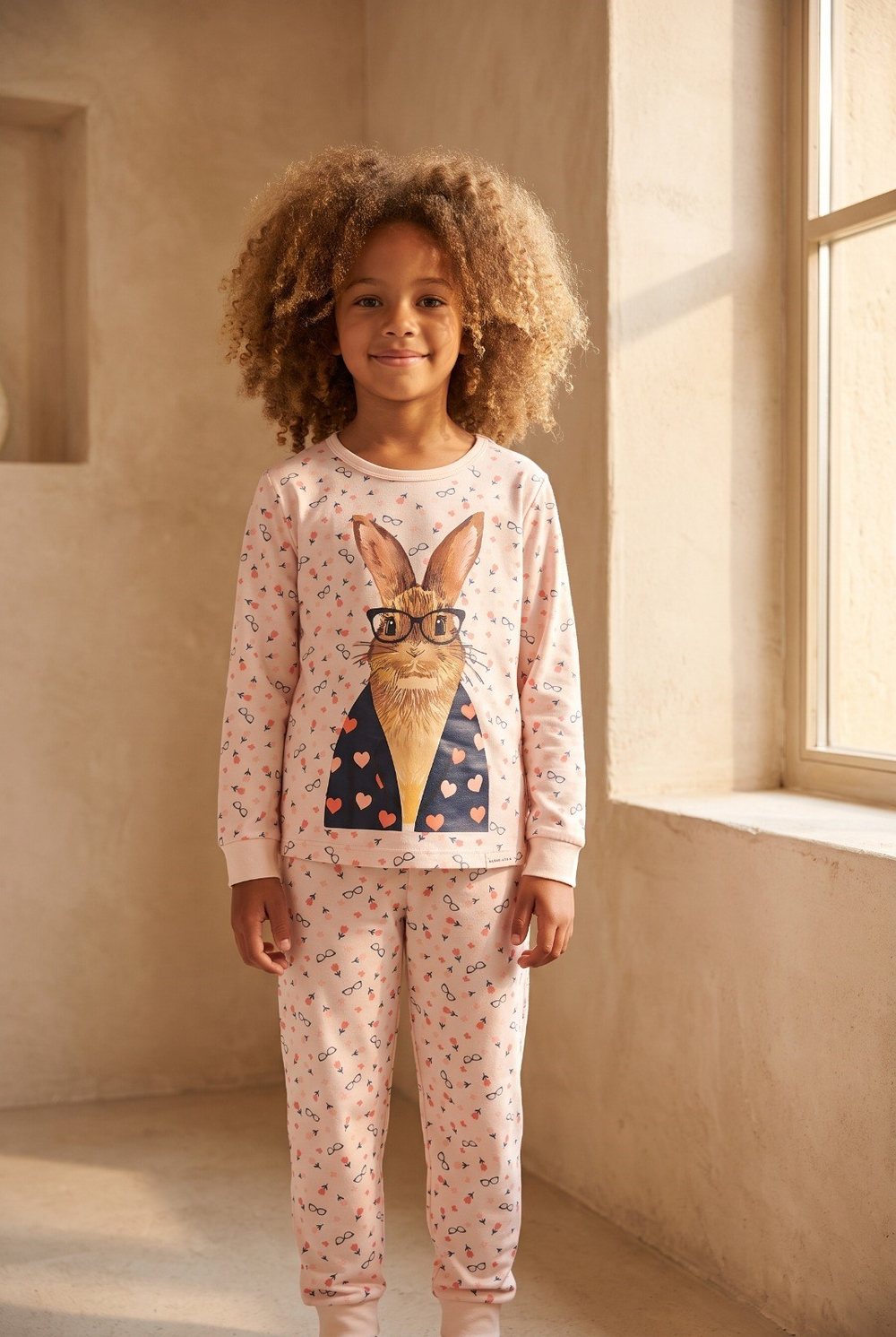 Kız Çocuk Tavşan Desenli Kutulu Pijama Takımı