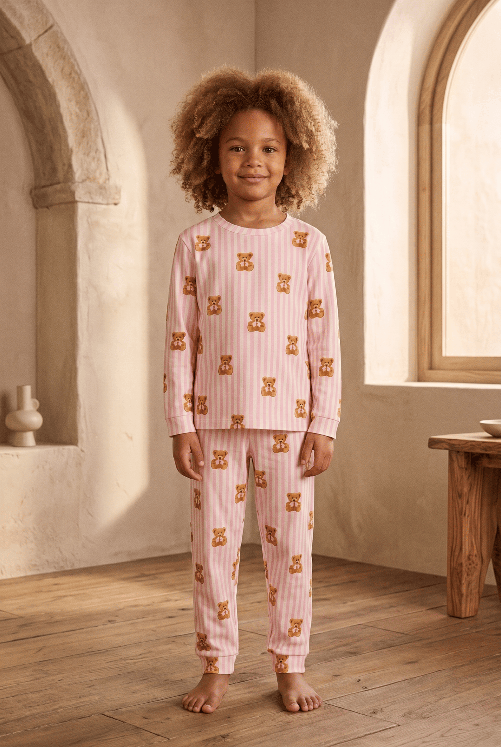 22512G2027 KÜÇÜK TEDDY DESENLİ ÇOCUK PİJAMA TAKIM Patterned