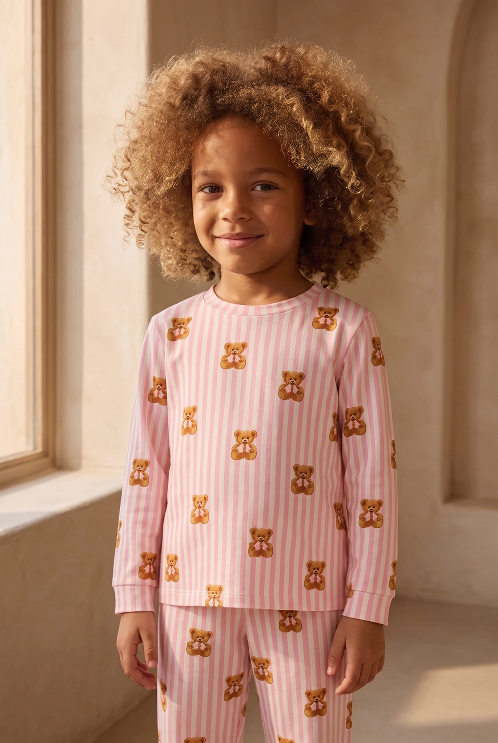 22512G2027 KÜÇÜK TEDDY DESENLİ ÇOCUK PİJAMA TAKIM Patterned