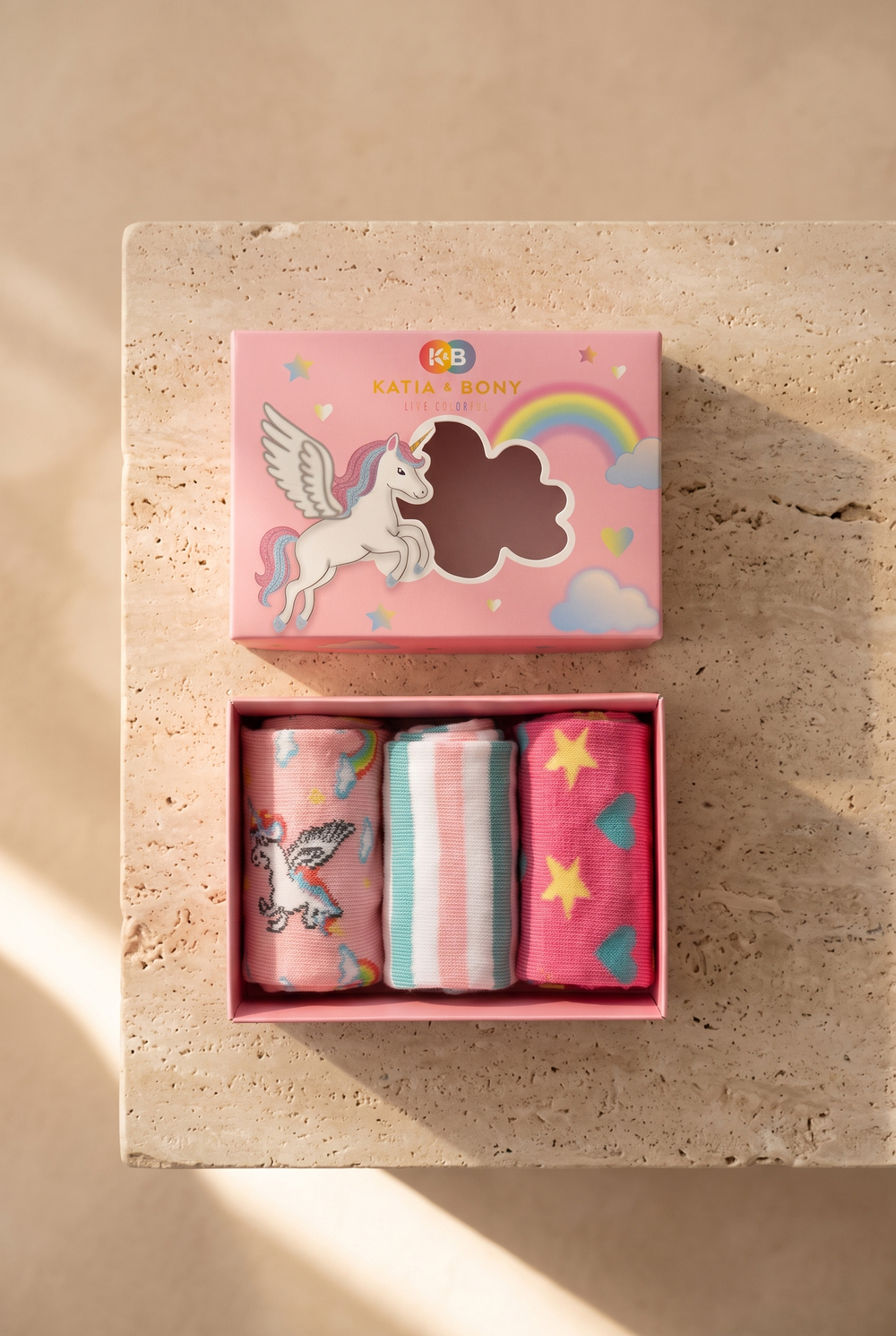 Kız Çocuk Unicorn Desenli 3lü Kutulu Soket Çorap