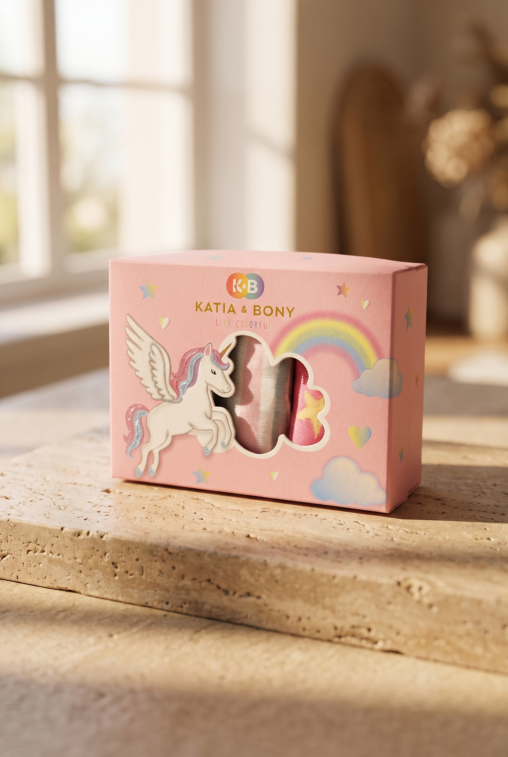 Kız Çocuk Unicorn Desenli 3lü Kutulu Soket Çorap