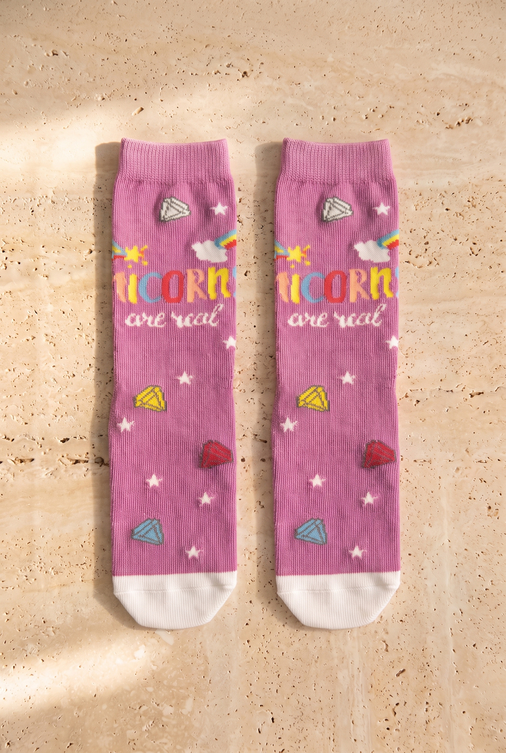 Girls Unicorn Patterned 3-Piece Boxed Socks