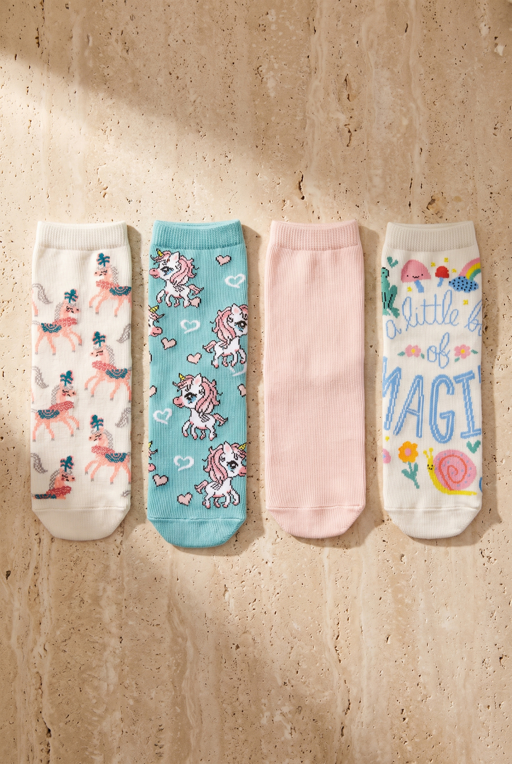 Girls Unicorn Patterned Boxed Socks Of 4