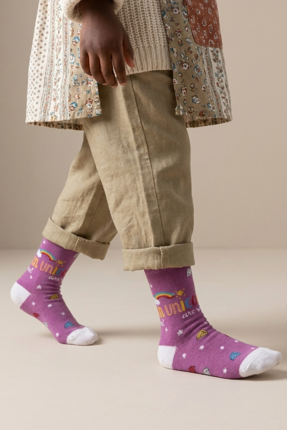 Girls Unicorn Patterned Socks Purple