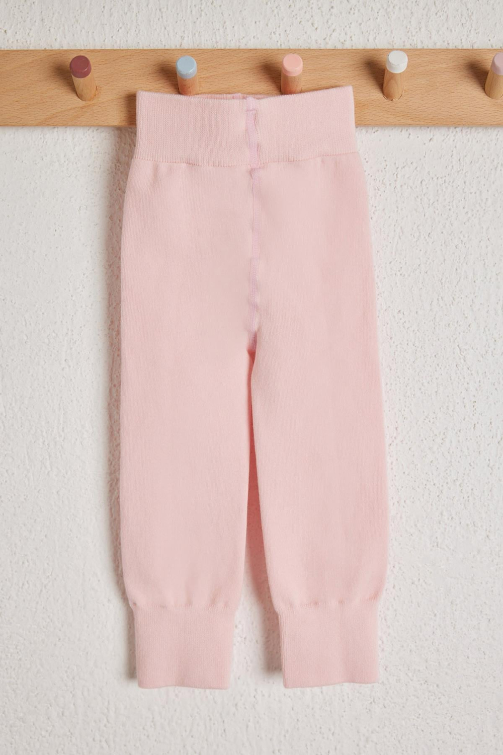 Lastik Detaylı Bebek Tayt Pembe
