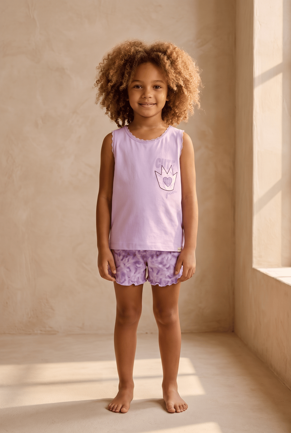 Lavender Kız Çocuk Dantelli Pijama Üst Lila
