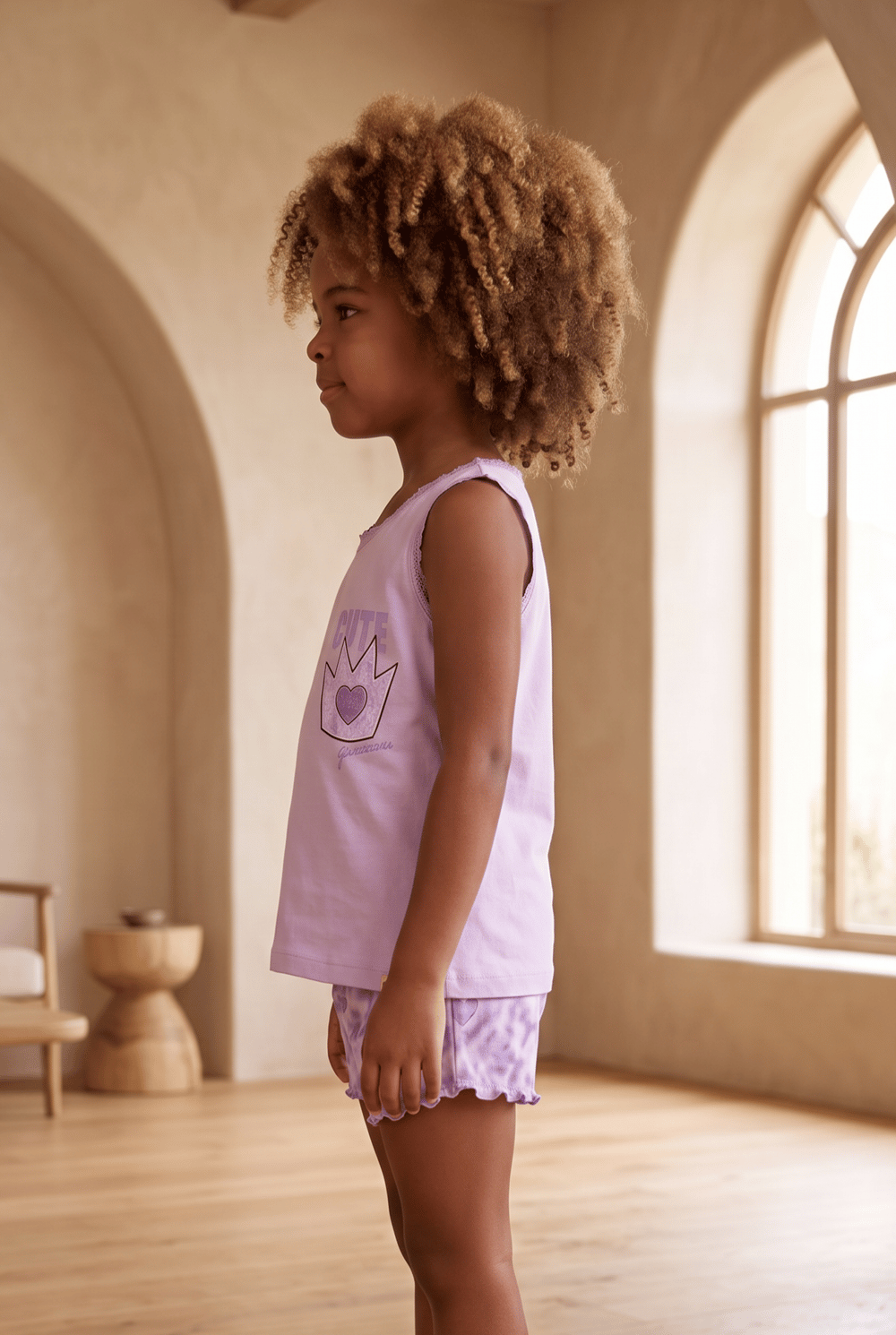 Lavender Kız Çocuk Dantelli Pijama Üst Lila