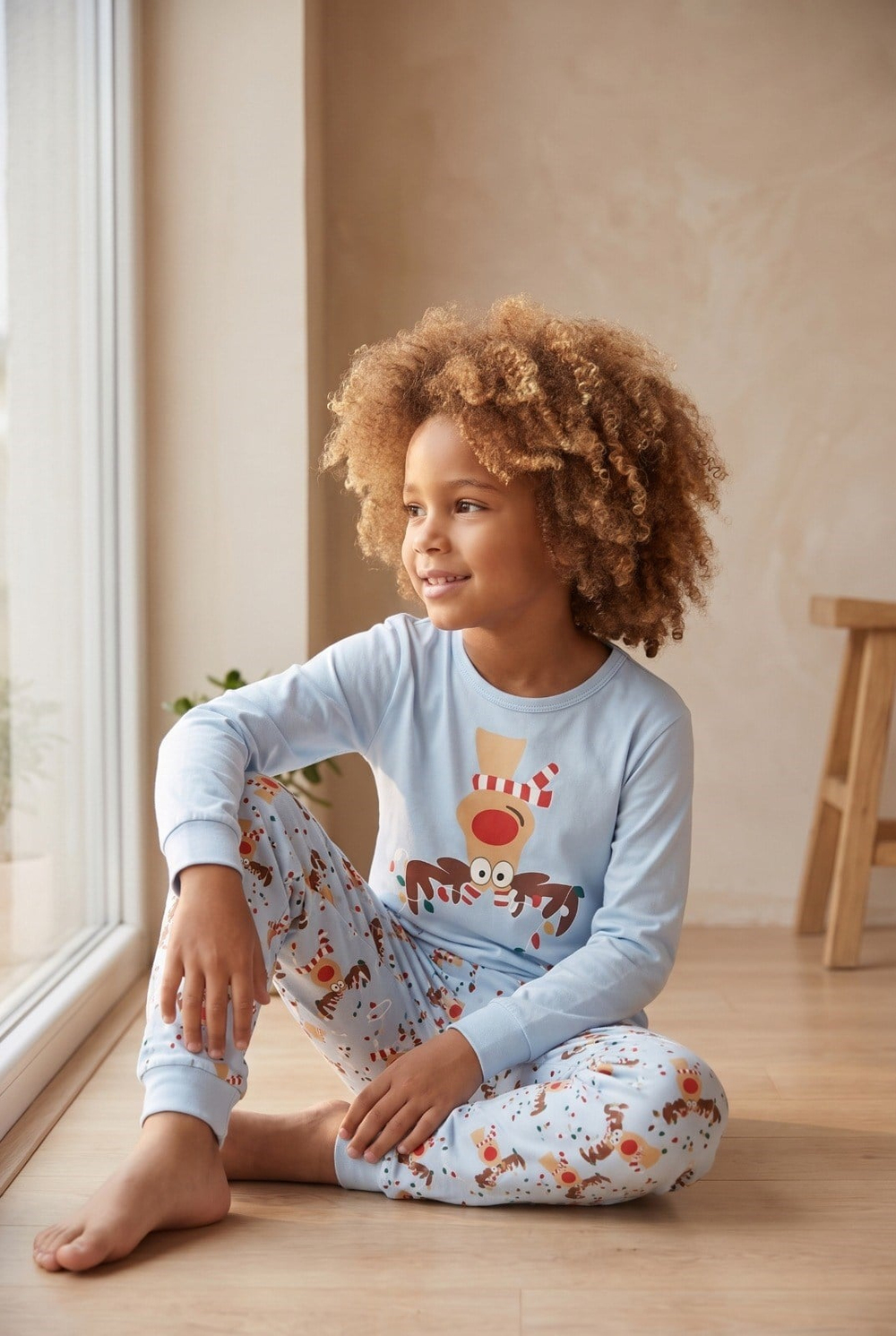 22512K2052 LOVELY DEER BOXED KIDS PYJAMAS SET MAVİ