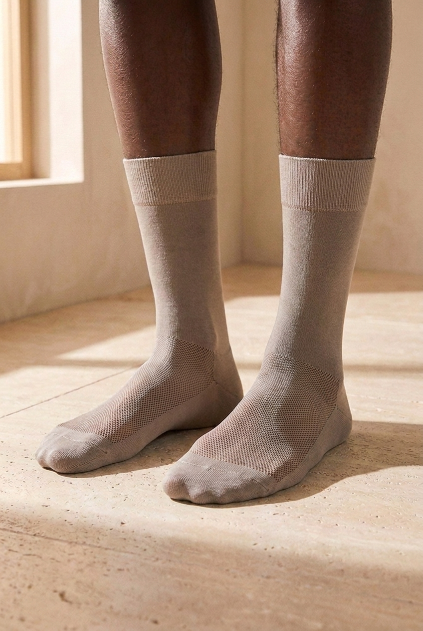 Mercerized Mesh Mens Sock Gray