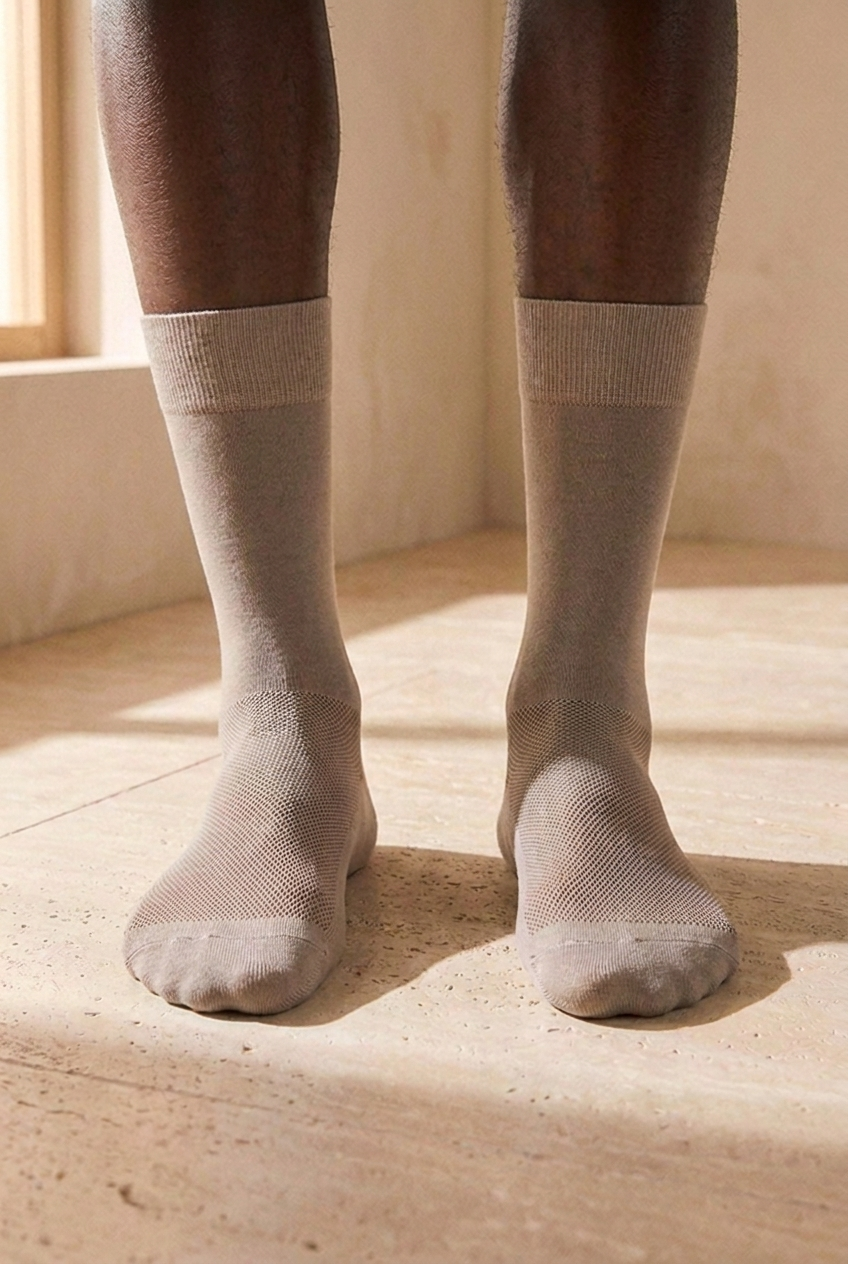 Mercerized Mesh Mens Sock Gray