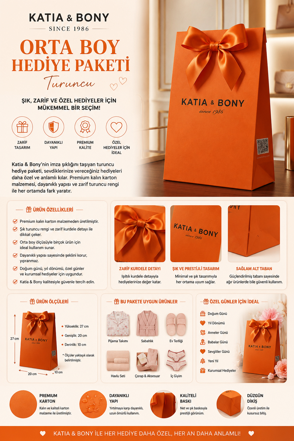 Orta Boy Katia & Bony Hediye Paketi Turuncu