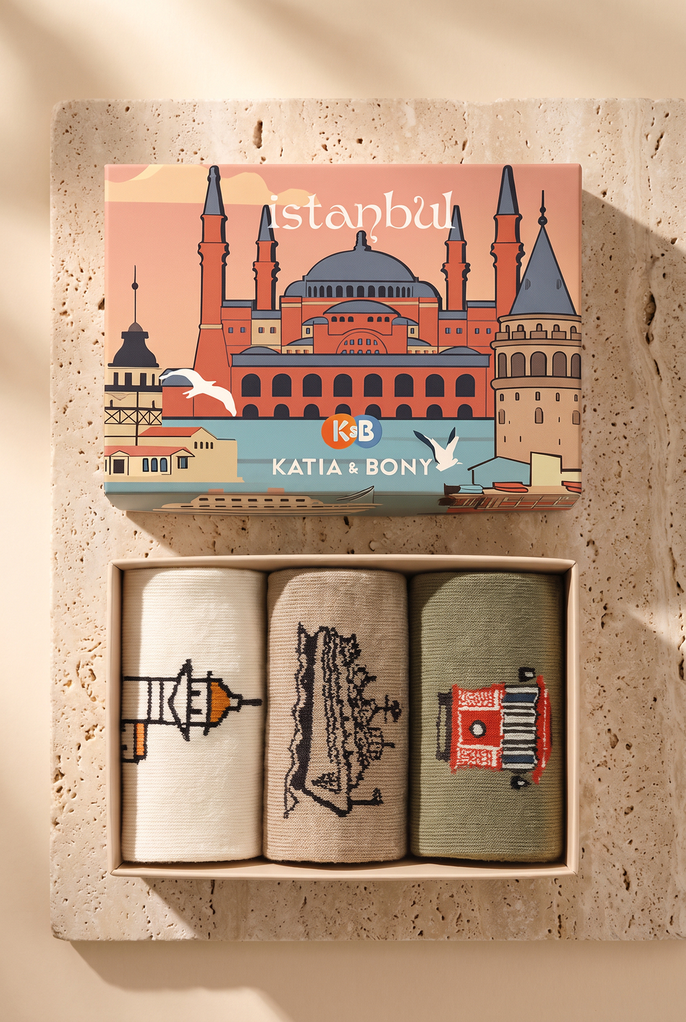 Özel İstanbul Koleksiyonu Kutulu 3lü Şehir Serisi Unisex Çorap Seti 