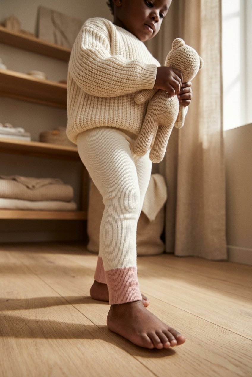 Baby Towel Tights With Leg Detail White