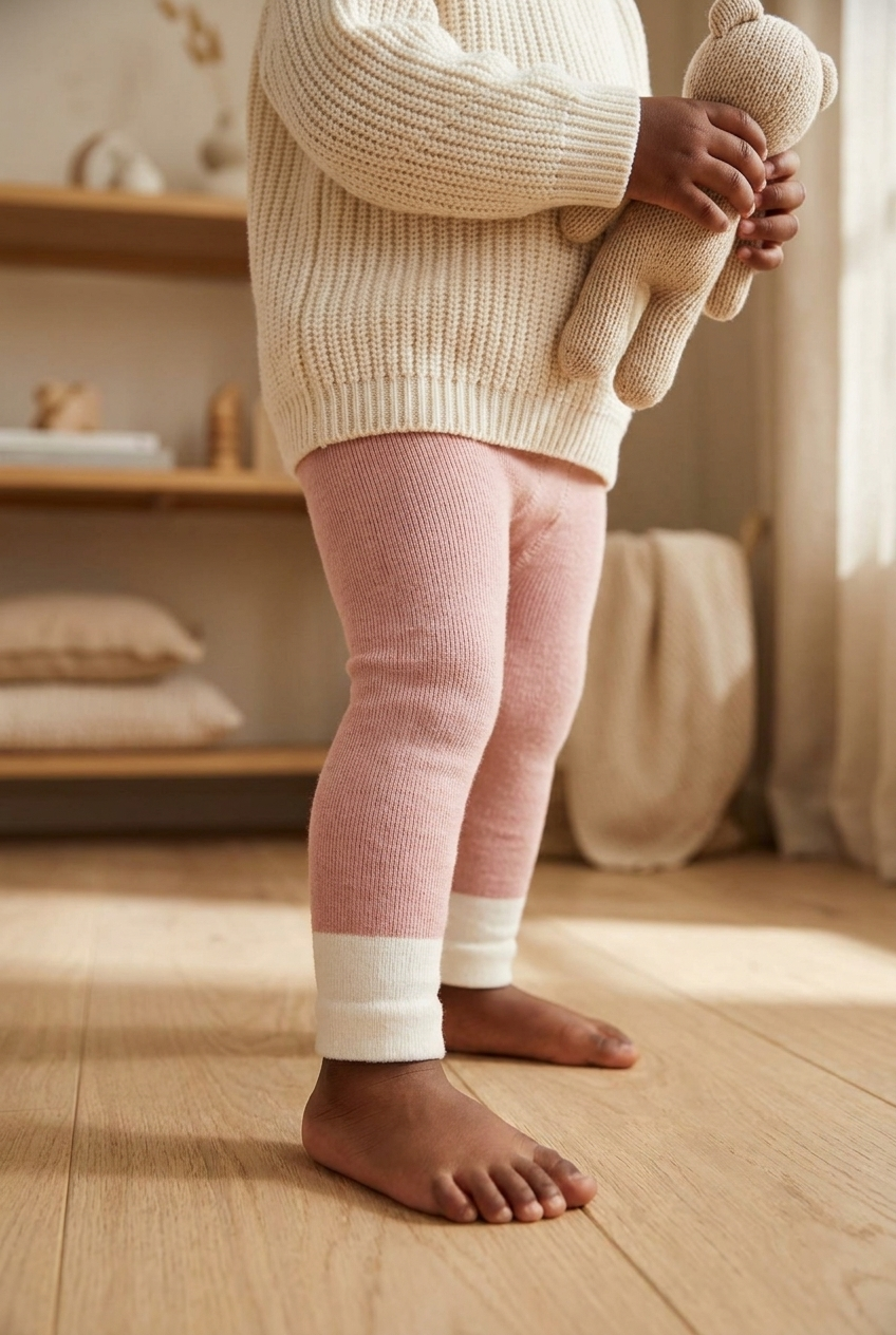 Baby Towel Tights With Detailed Legs Pink