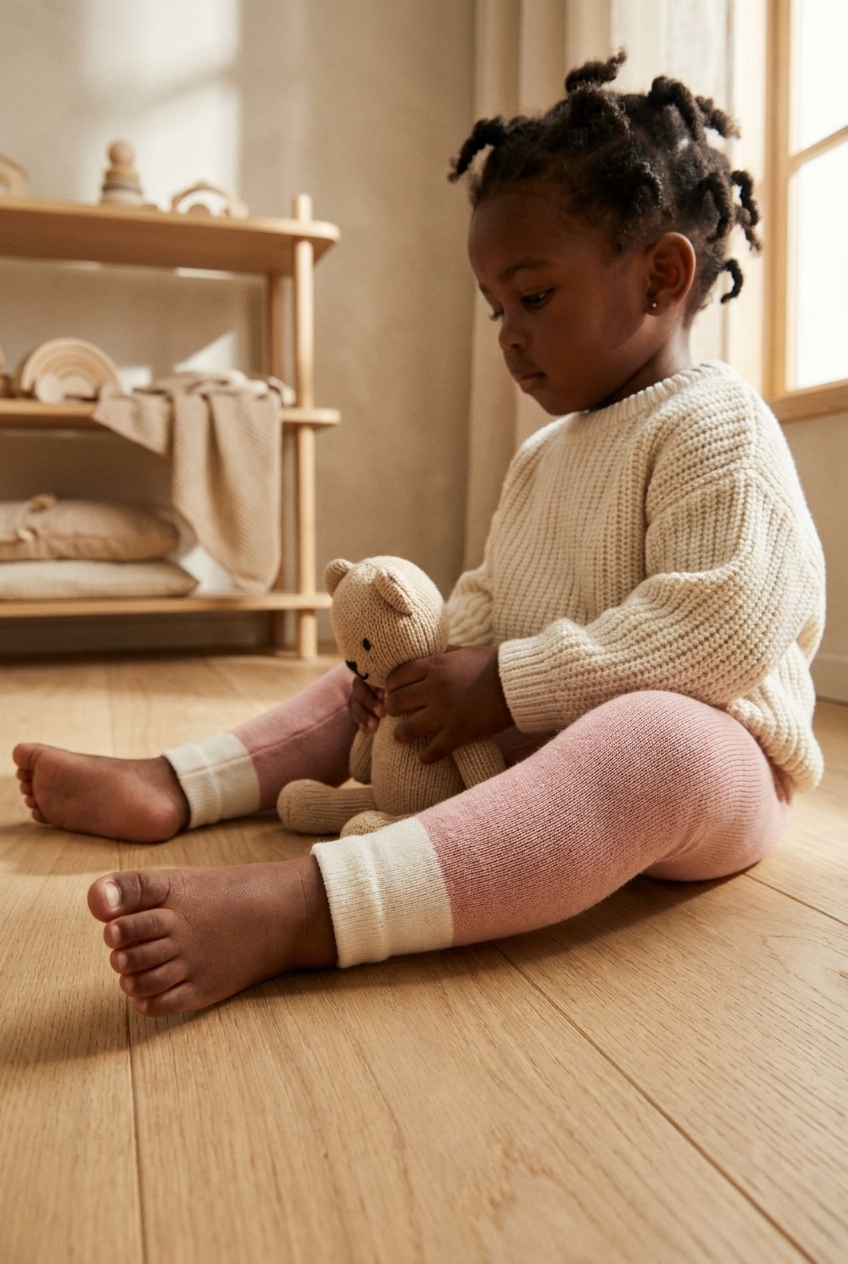 Baby Towel Tights With Detailed Legs Pink