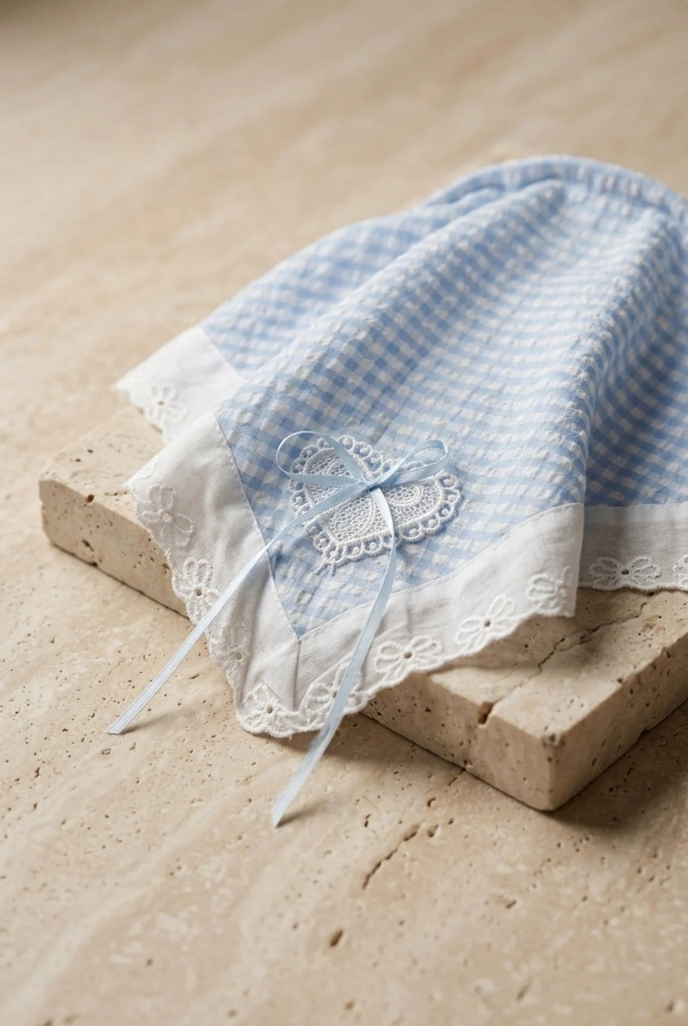 Pötikareli Dantelli Taç Şeklinde Bandana Mavi
