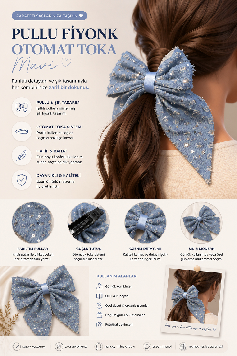 Sequin Bow Vending Buckle Blue