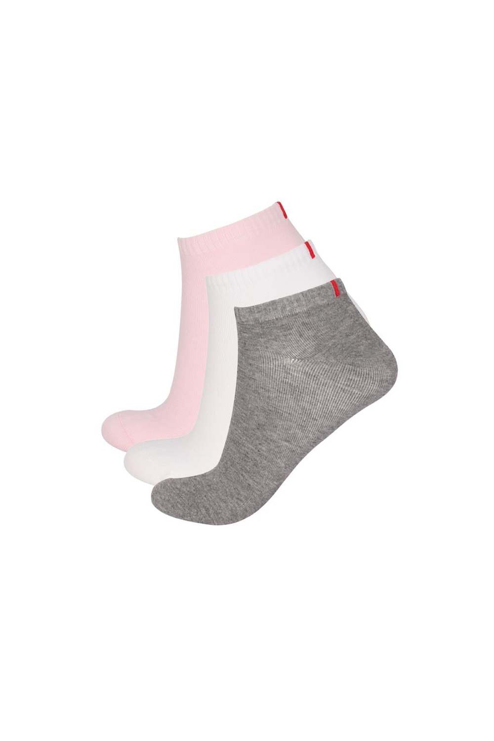 Kadın Run 3lü Basic Patik Çorap Beyaz/Pembe/Gri