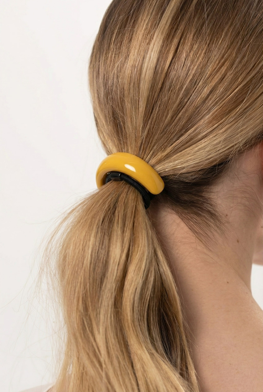 Sarı Oval Kemik Aksesuarlı Lastik Toka