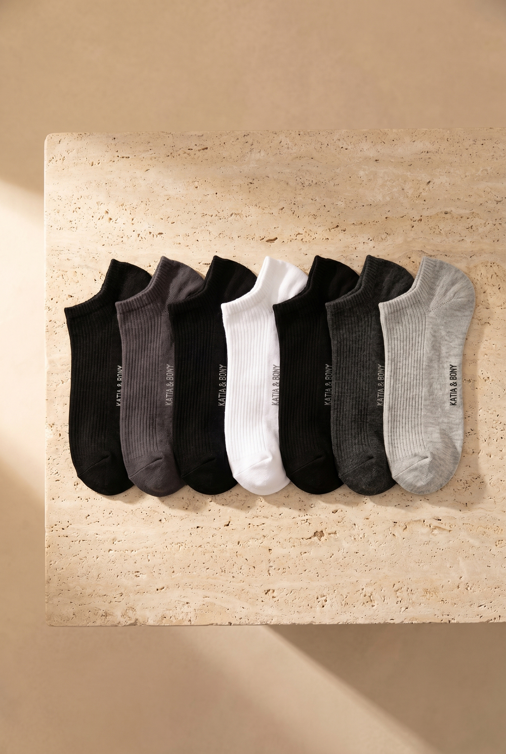 Siyah Karışık Renkli 7li Paket Patik Çorap