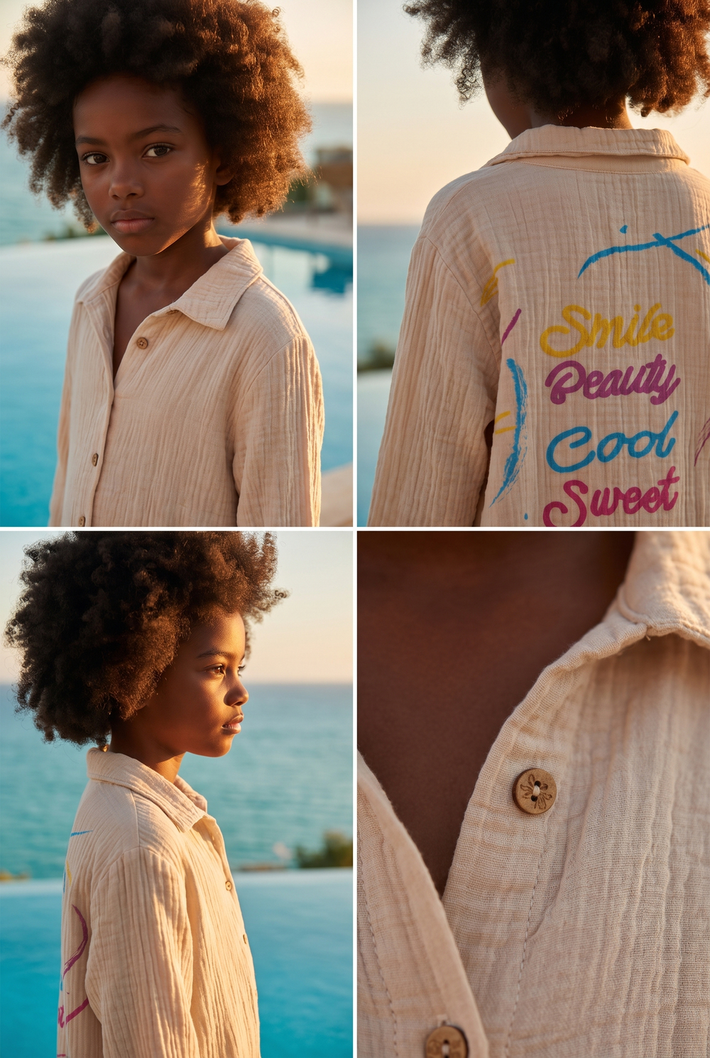 Smile Kids Linen Shirt Beige