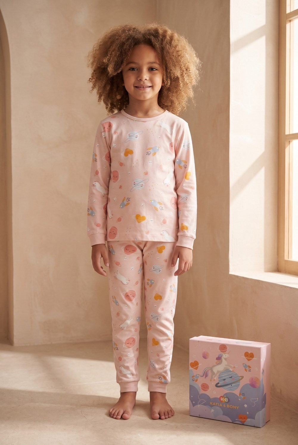 22512K2053 UNICORN BOXED KIDS PYJAMAS SET Pembe