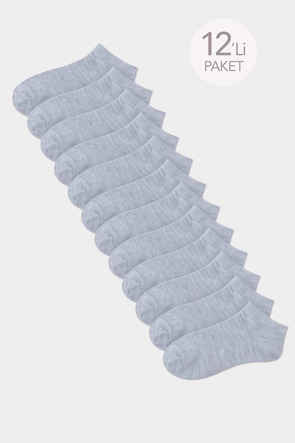 Unisex 12li Basic Step Çorap Gri