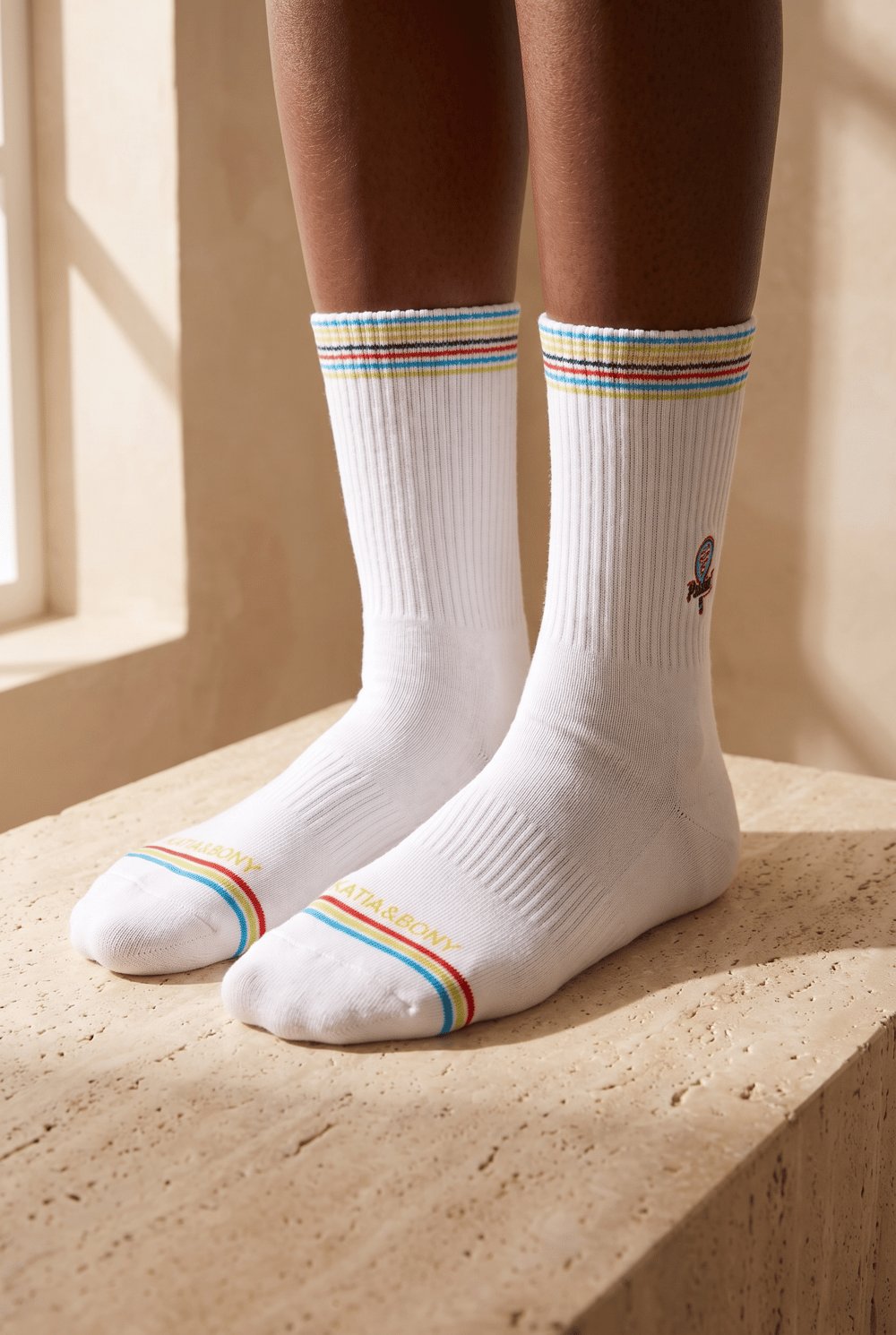 Unisex 2li Raket Nakışlı Padel Soket Çorap