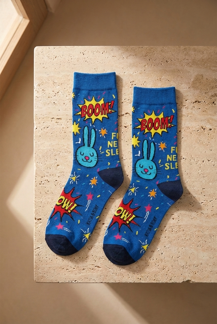 Unisex 3lü Candy Desenli Kutulu Soket Çorap