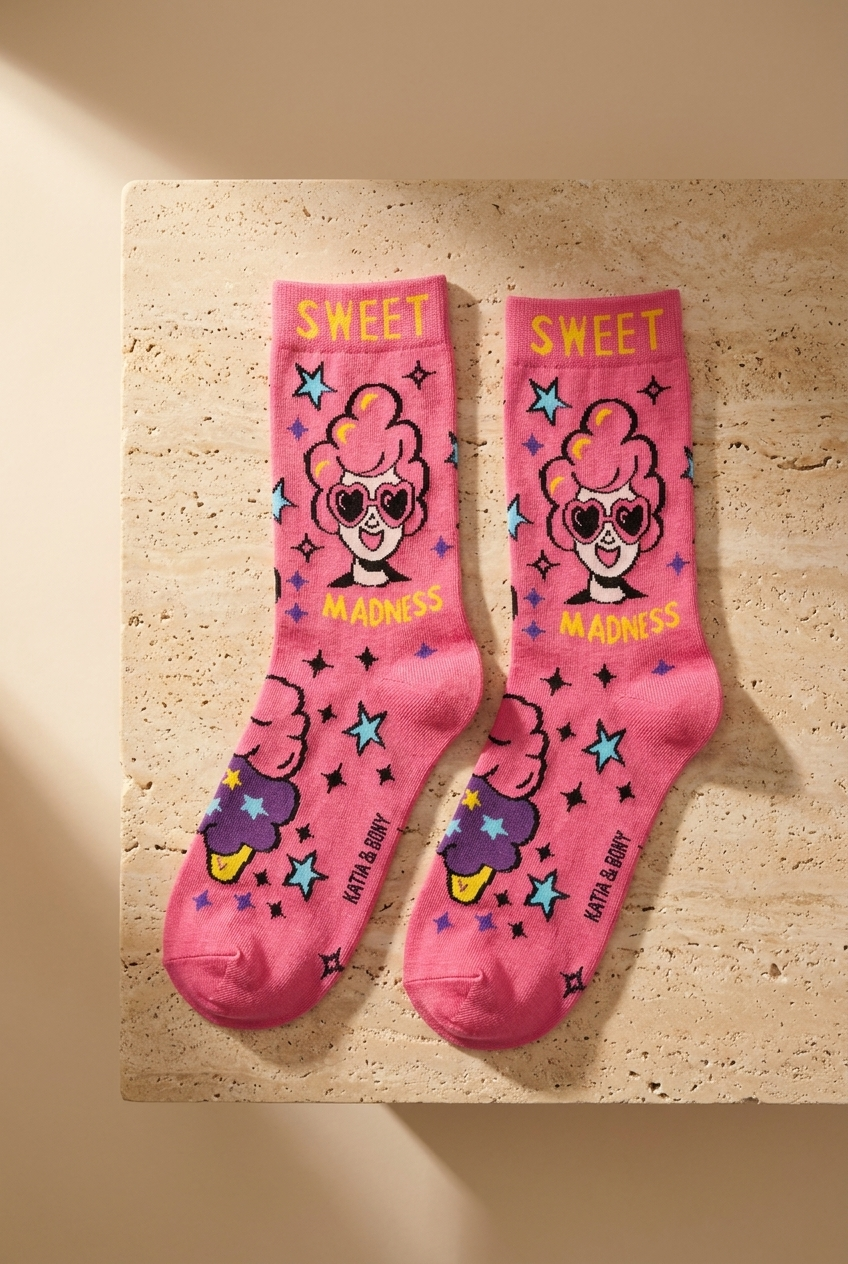 Unisex 3lü Candy Desenli Kutulu Soket Çorap