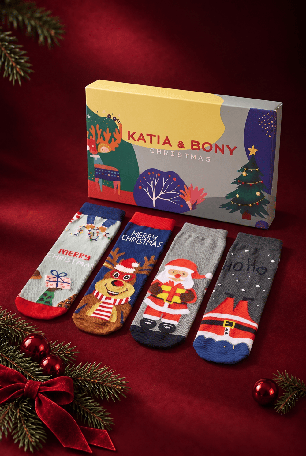 Unisex 4lü Paket Yılbaşı Kutulu Soket Çorap 
