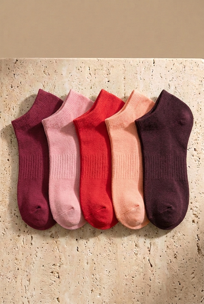 Unisex 5li Basic Step Çorap Pembe Mix