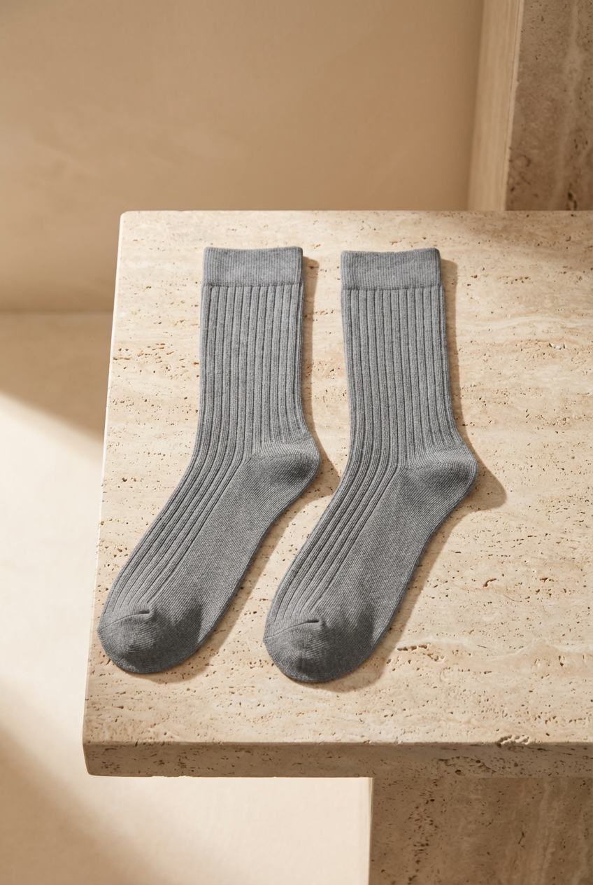 Unisex Basic Gri Soket Çorap