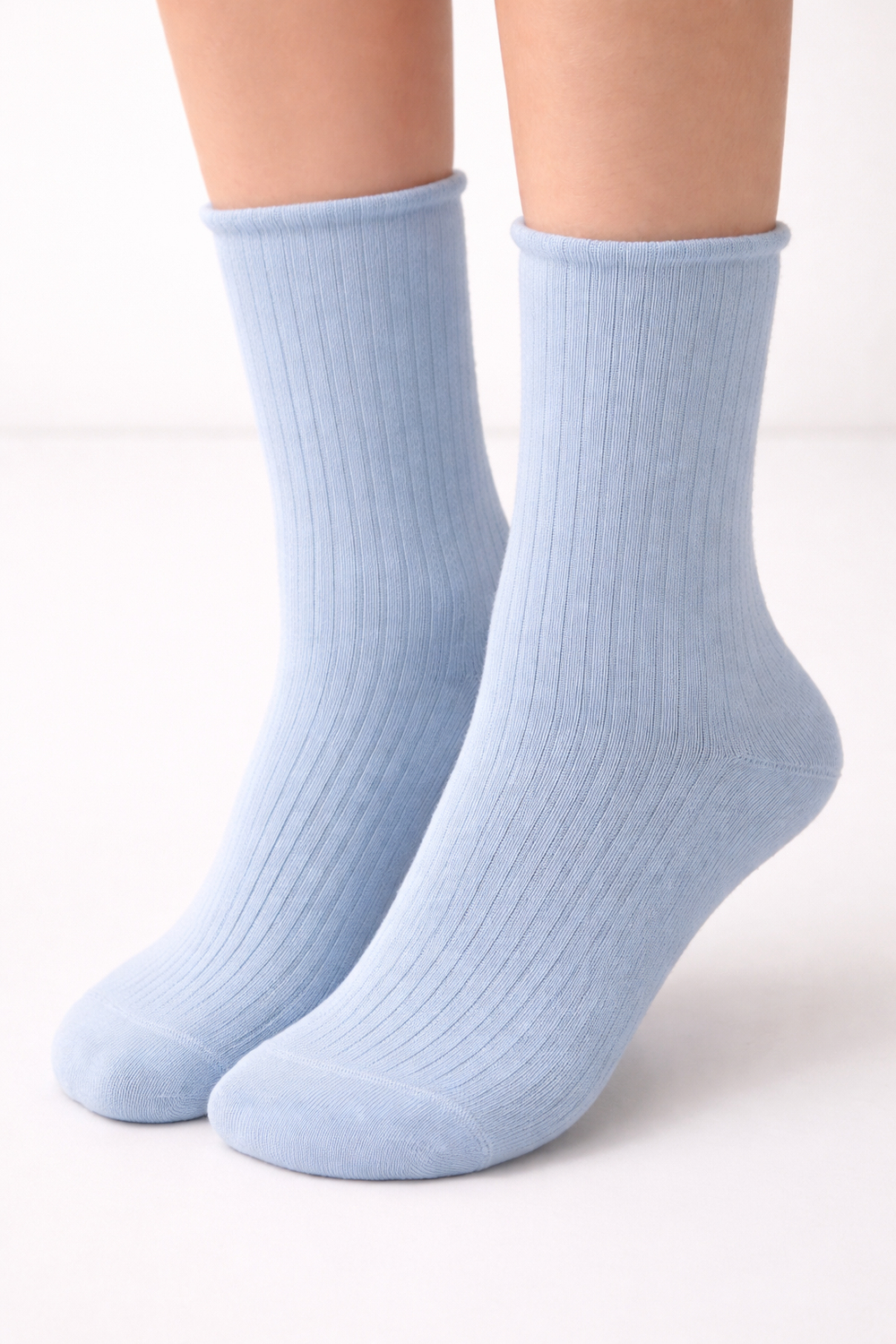 Unisex Basic Lastiksiz Soket Çorap Mavi