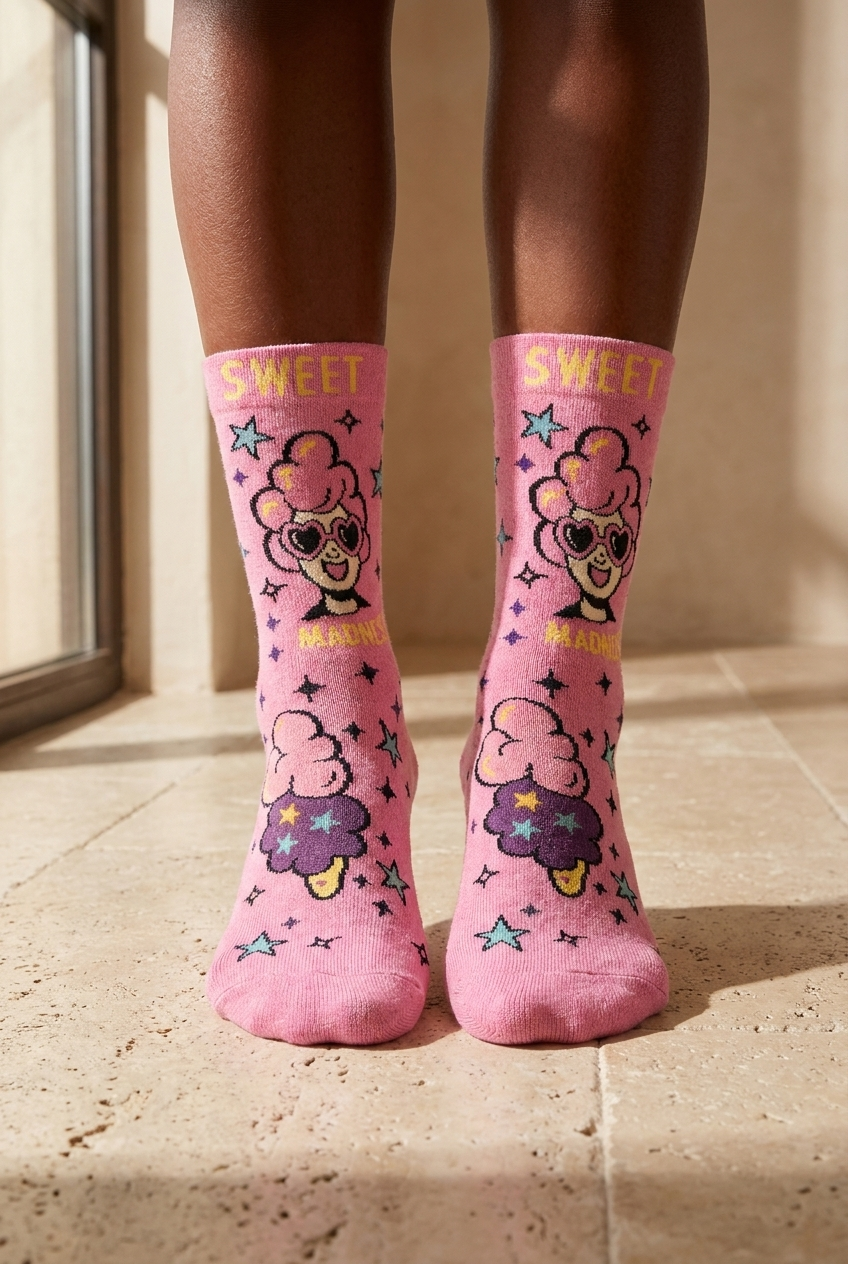 Unisex Patterned Socks Light Pink