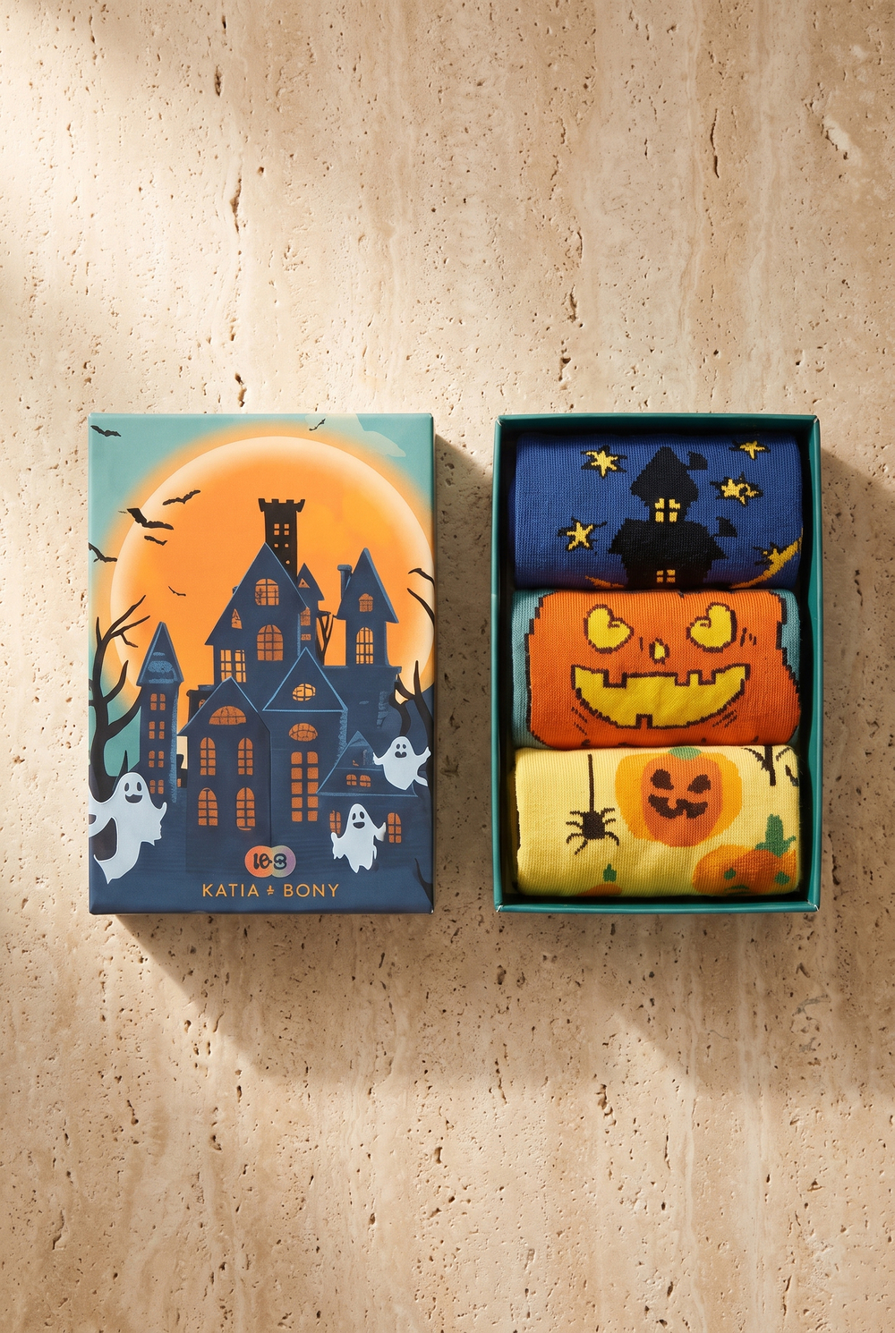 Unisex Halloween Patterned 3-Piece Boxed Socks