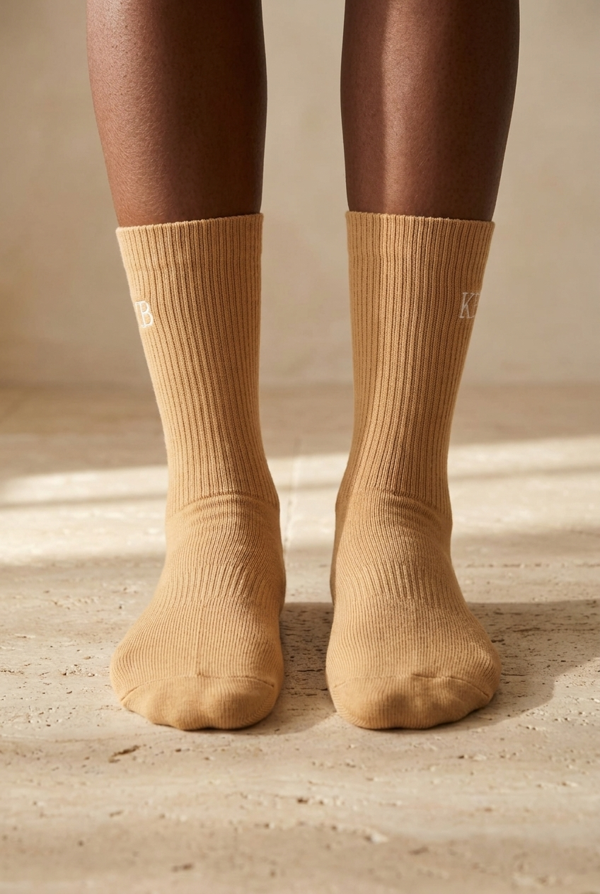 K\U0026B Embroıdered Unısex Socks Socks Lıght Brown