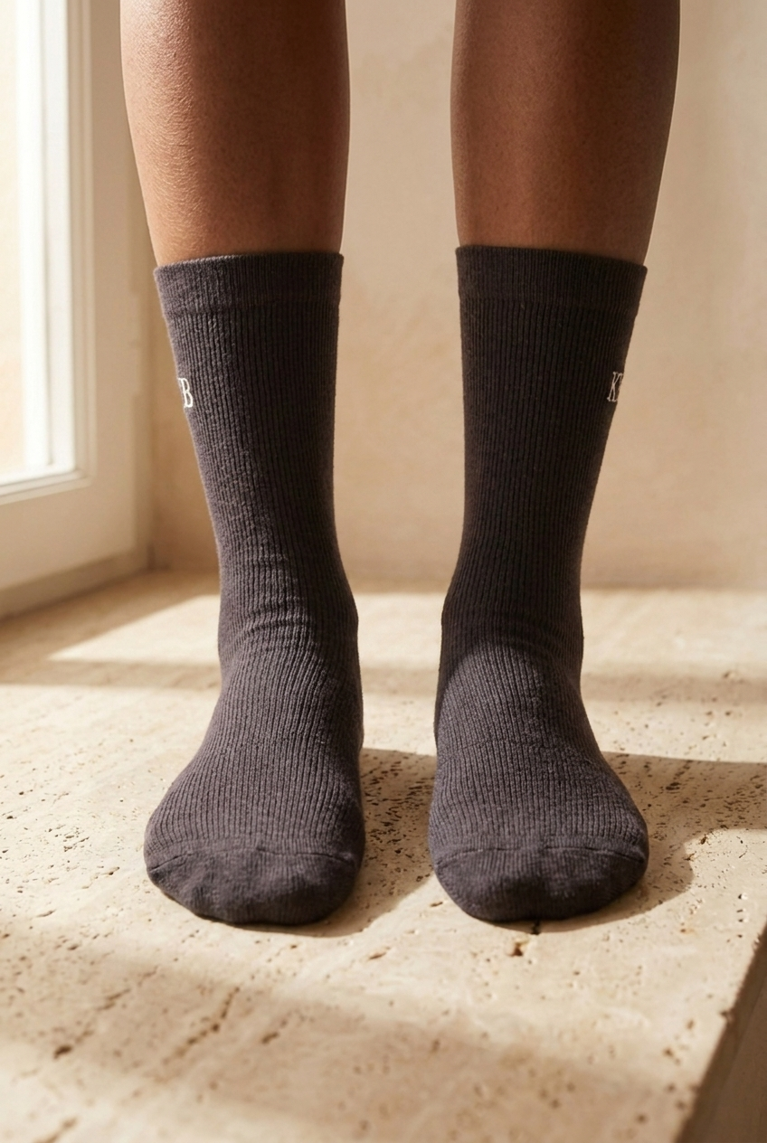 Unisex K&B Nakışlı Soket Çorap Antrasit