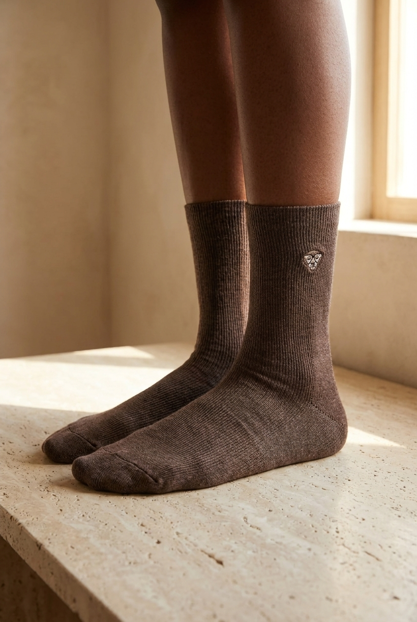K\U0026B Embroıdered Unısex Socks Socks Brown Mel.
