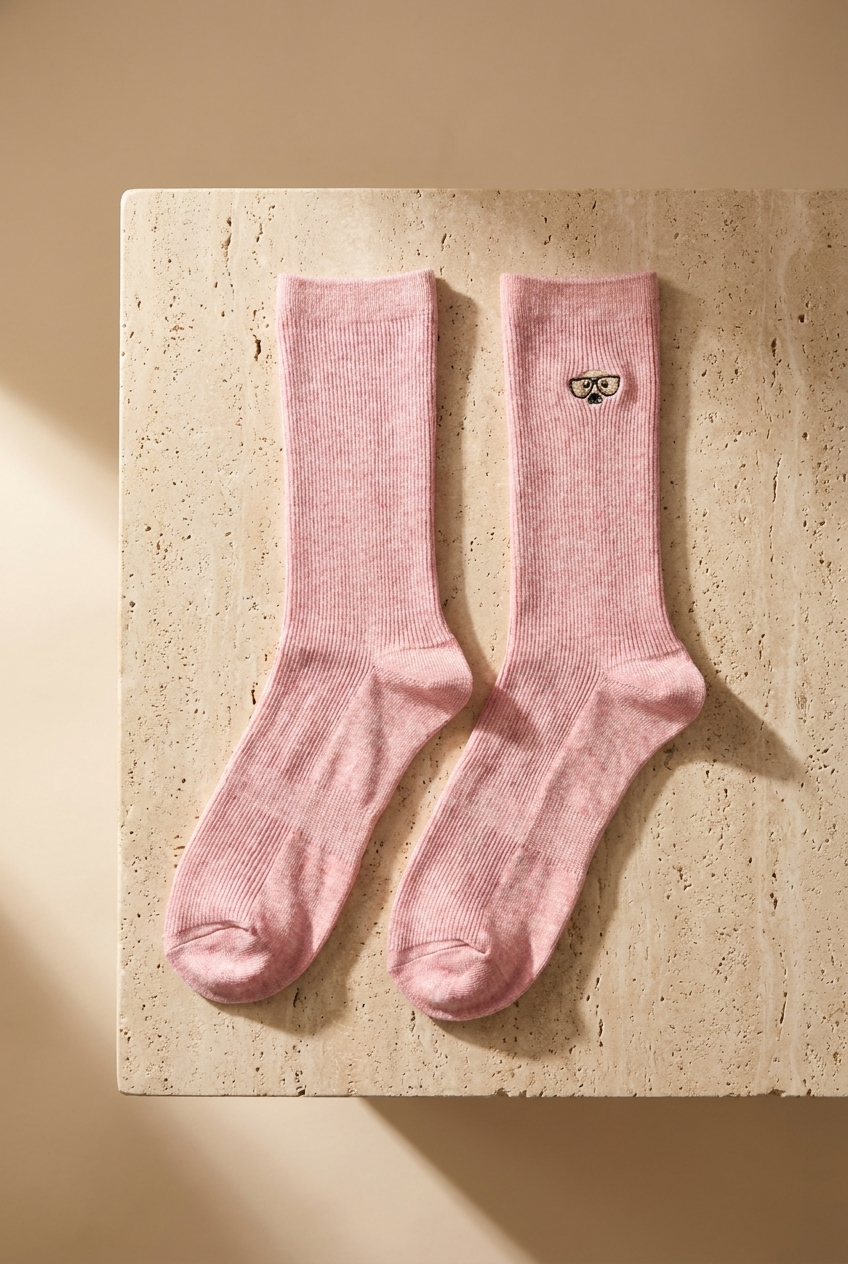 K\U0026B Embroıdered Unısex Socks Socks Pink Melange