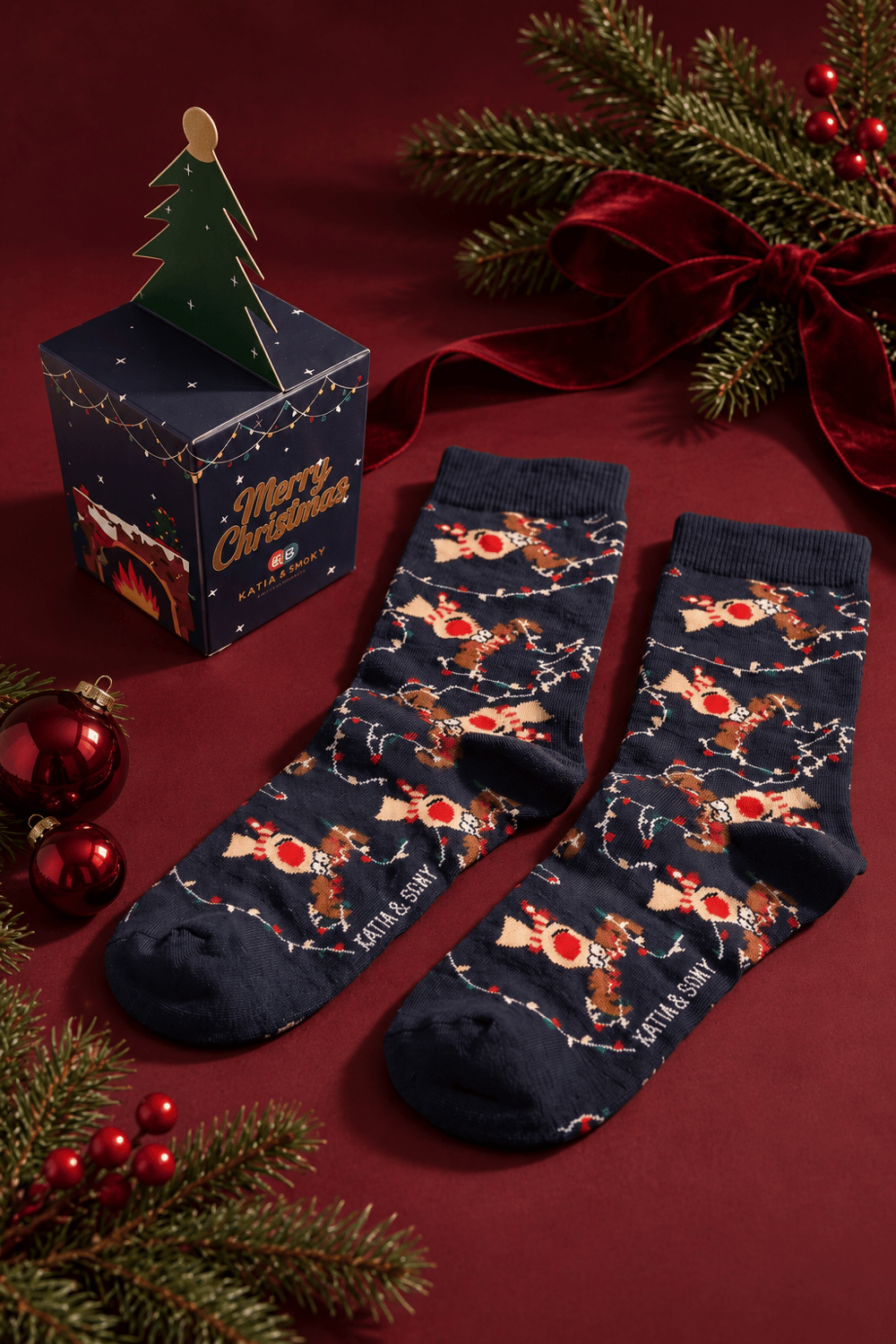 Deer Boxed New Year Unısex Socks Multıcolored