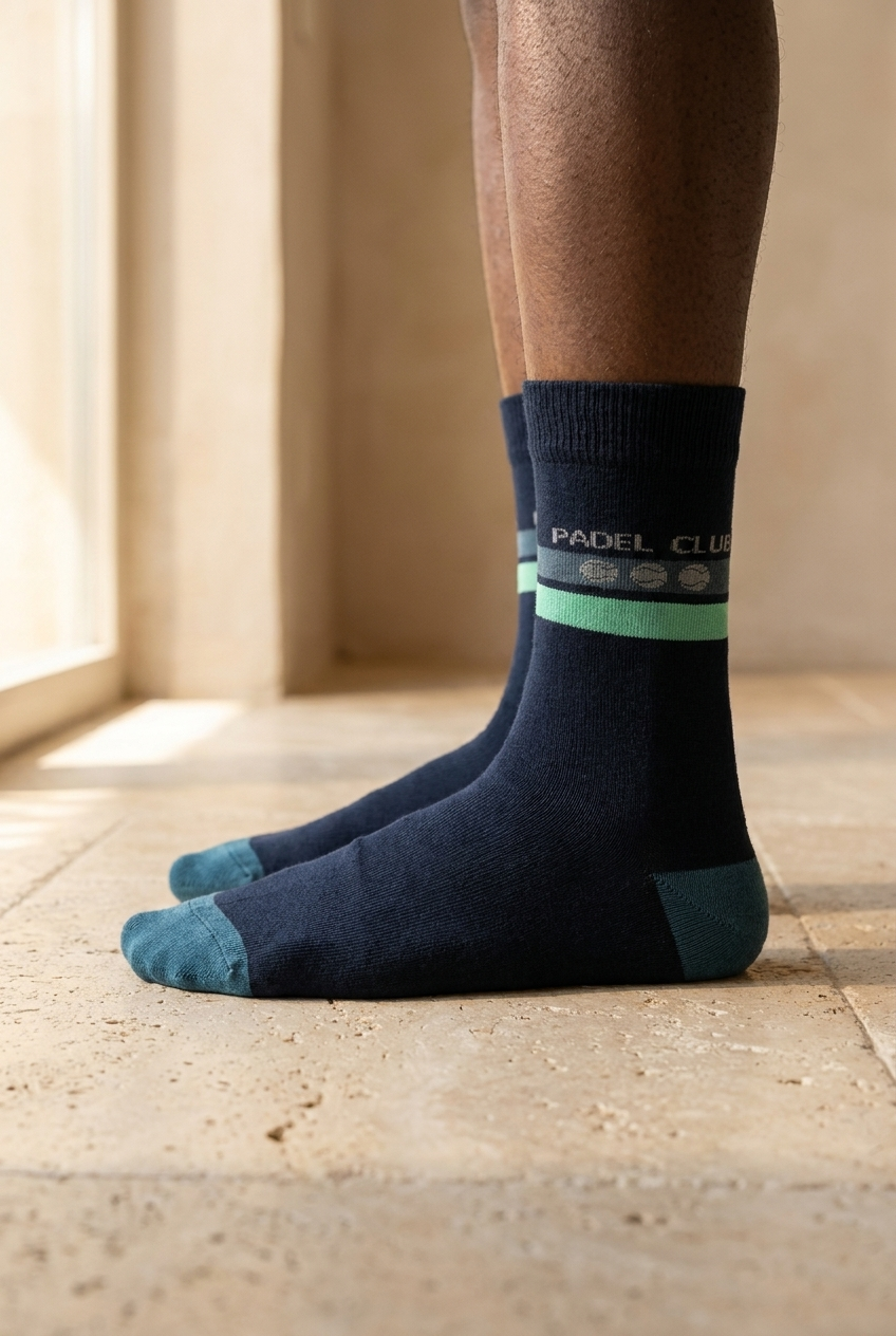 	Unisex Şeritli Padel Club Lacivert Soket Çorap
