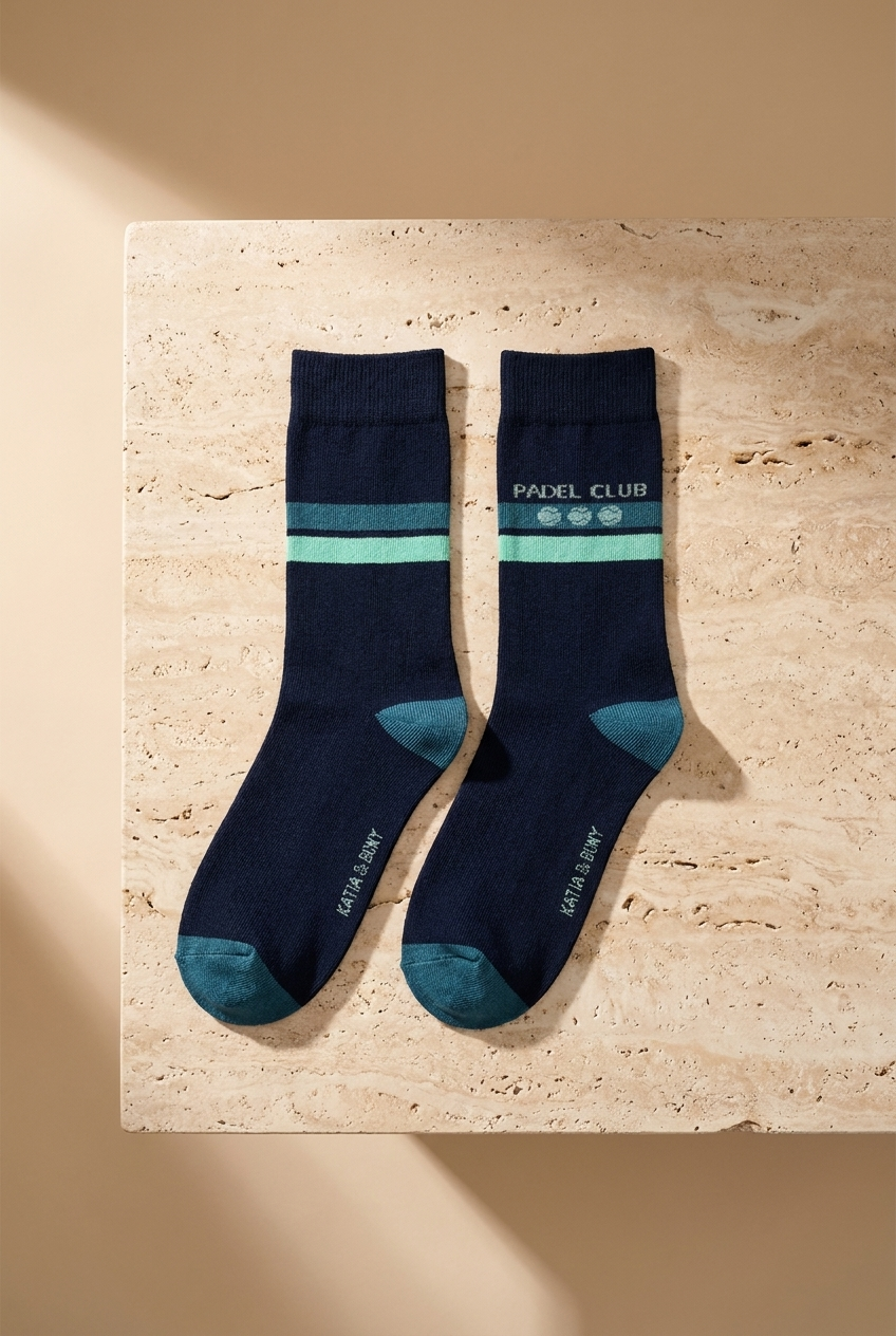	Unisex Şeritli Padel Club Lacivert Soket Çorap