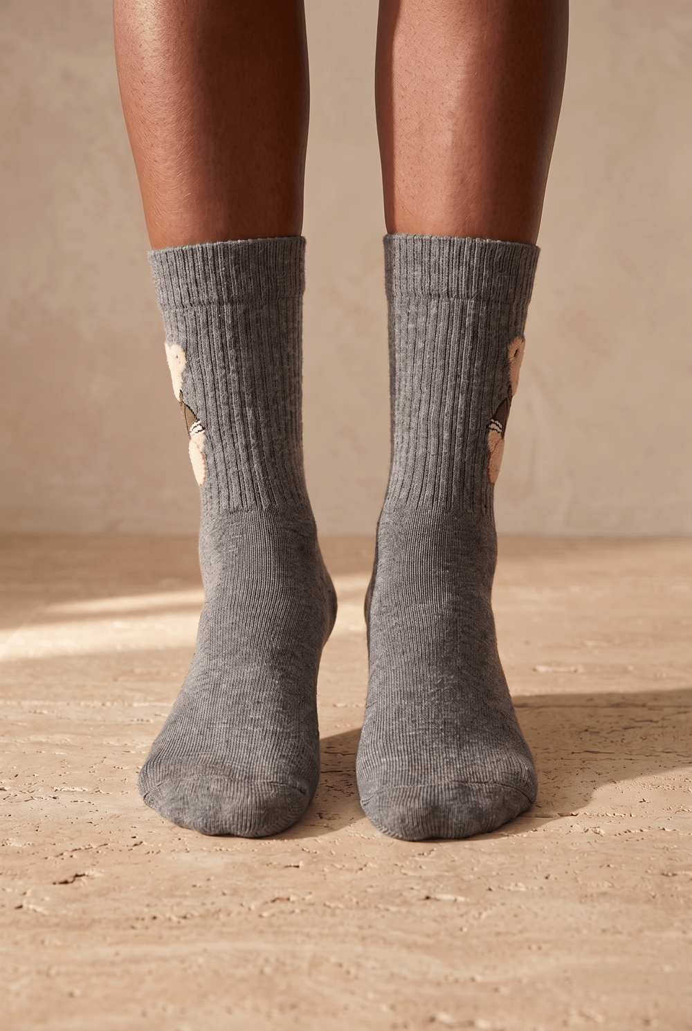 Teddy Patterned Unısex Socks Socks Gray