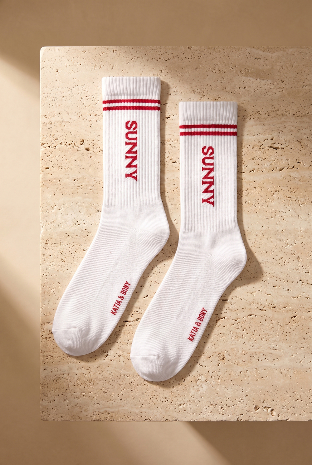 Unisex Yazı Baskılı Çizgili Beyaz 4lü Soket Çorap
