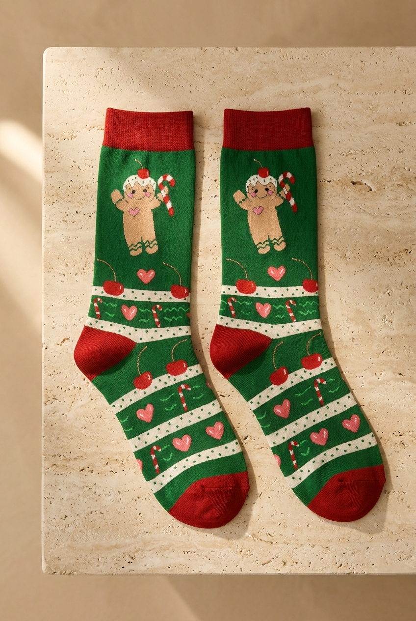 New Year Socket Socks Green