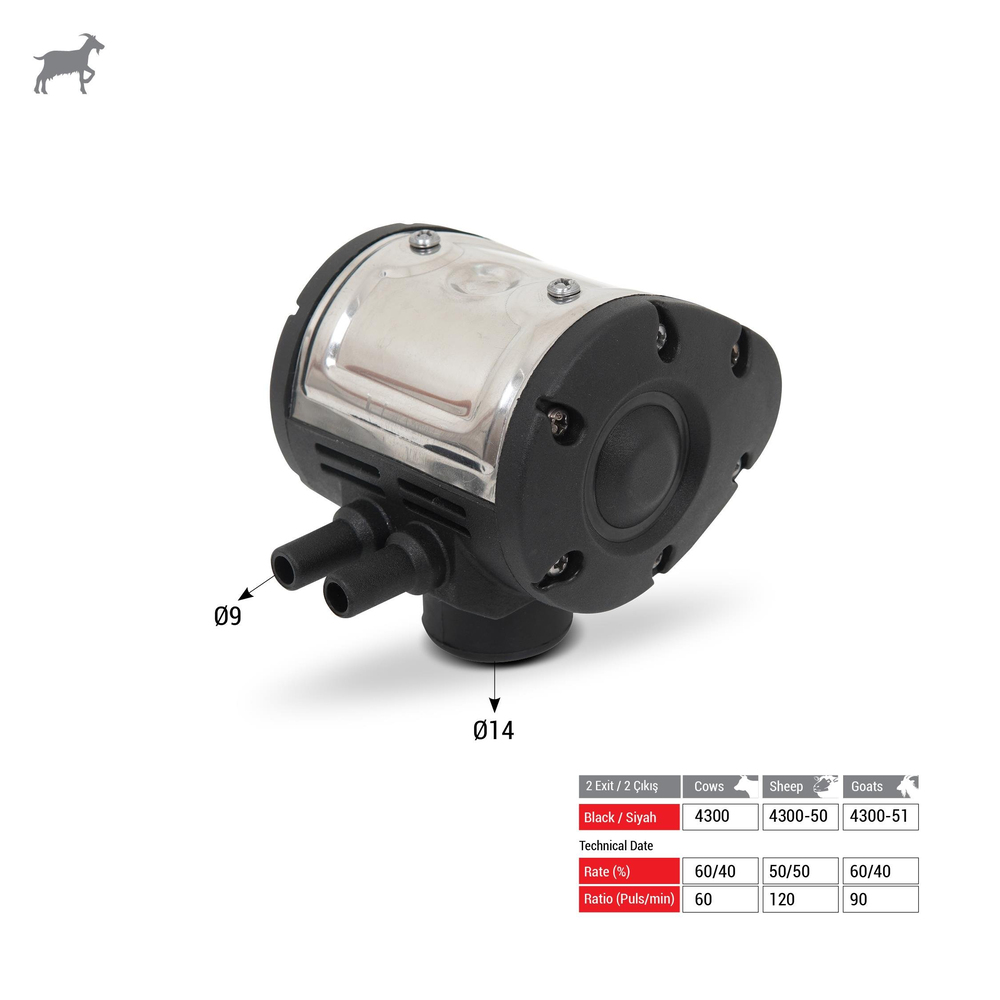 Melasty Süt Sağma Makinesi Keçi Pulsatör (Inox Kapak) (60/40-90) | Cimritilki.com
